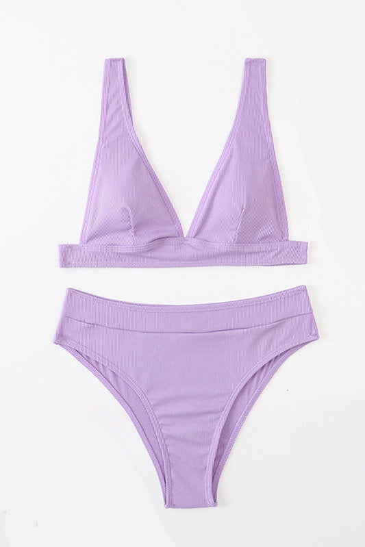 High Waisted Sexy Split Bikini lila vorne