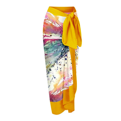 Women's Swimsuit with Paint Splatter Leaf Motif