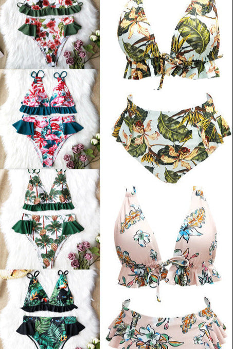 Ruffled bikini with a high waistband