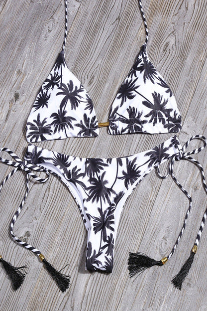 Bikini Damen Triangel Print schwarz und weiß palmen
