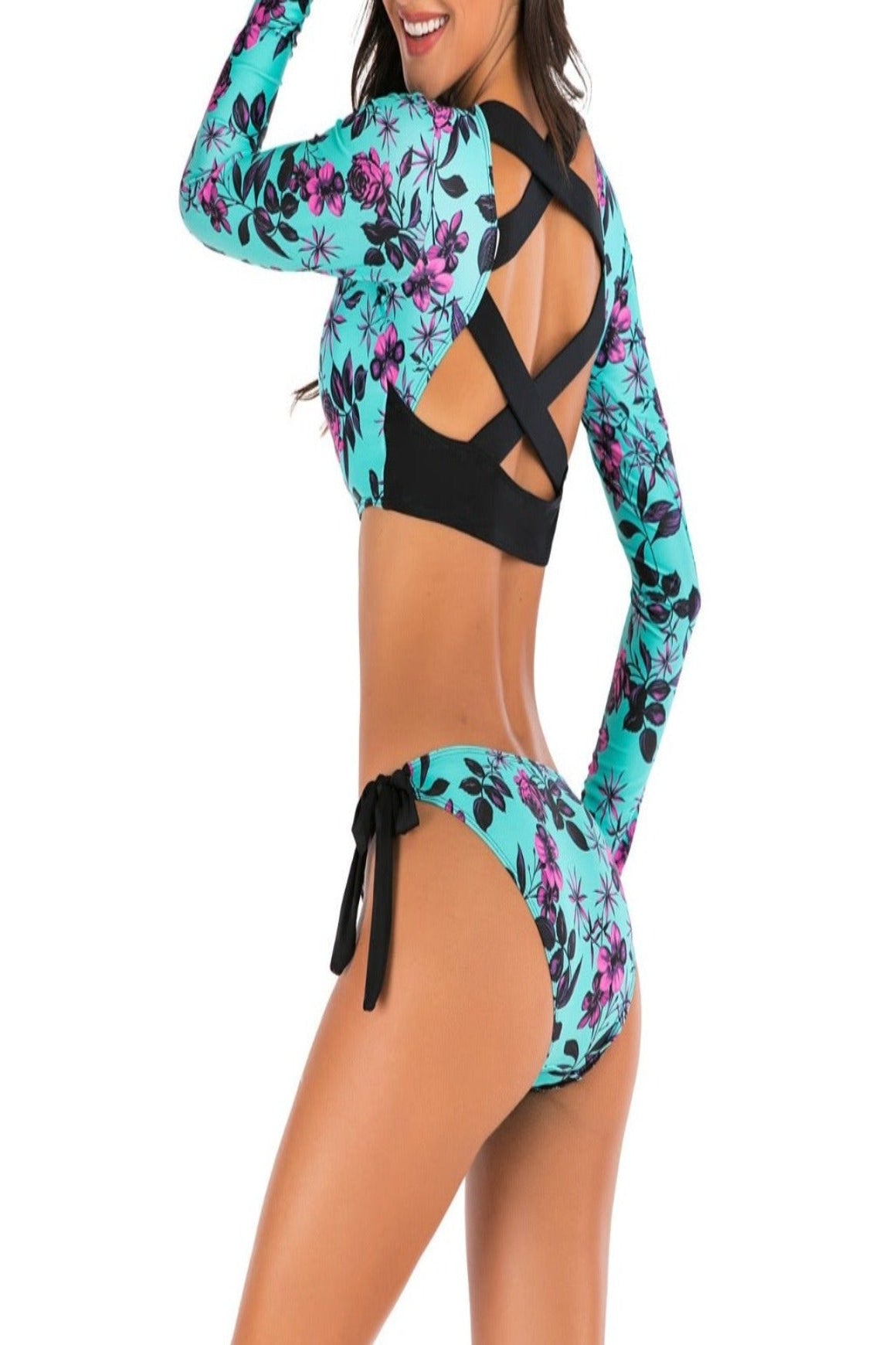 Bikini Damen Surfer – Floral, sportlich &amp; sommerleicht von hinten
