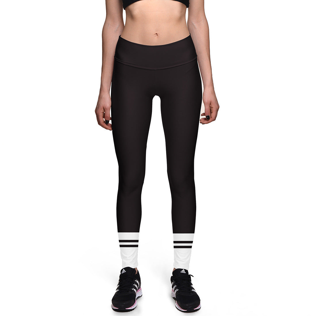 schwarze Leggings weiße Streifen