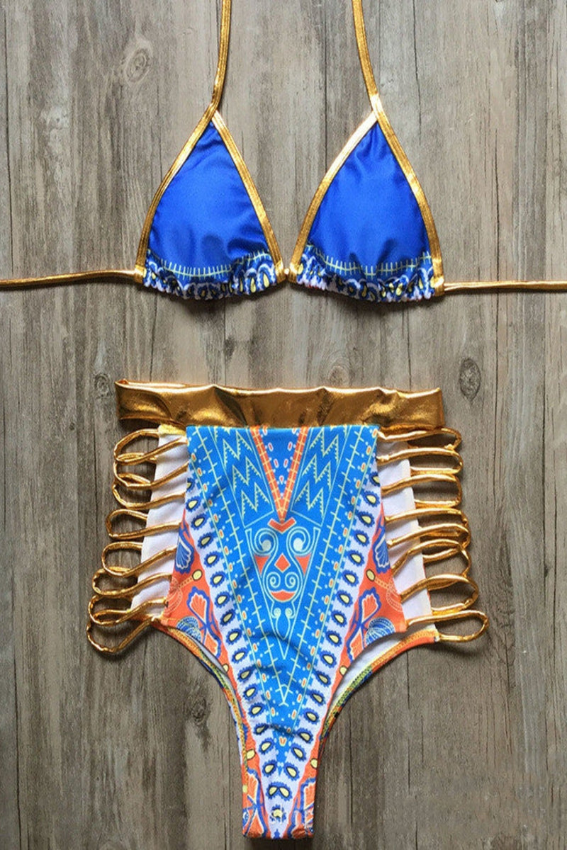 High Waist Bikini Set blau