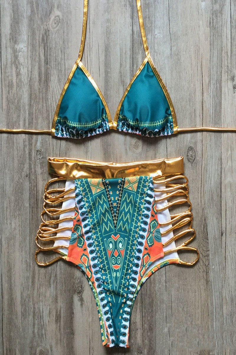 High Waist Bikini Set azurblau 