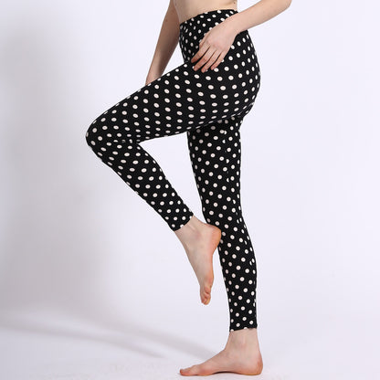 black leggings with white dots