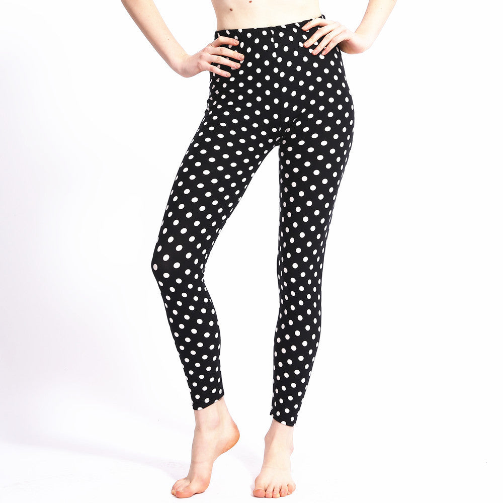 black leggings with white dots