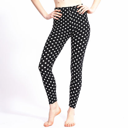 black leggings with white dots