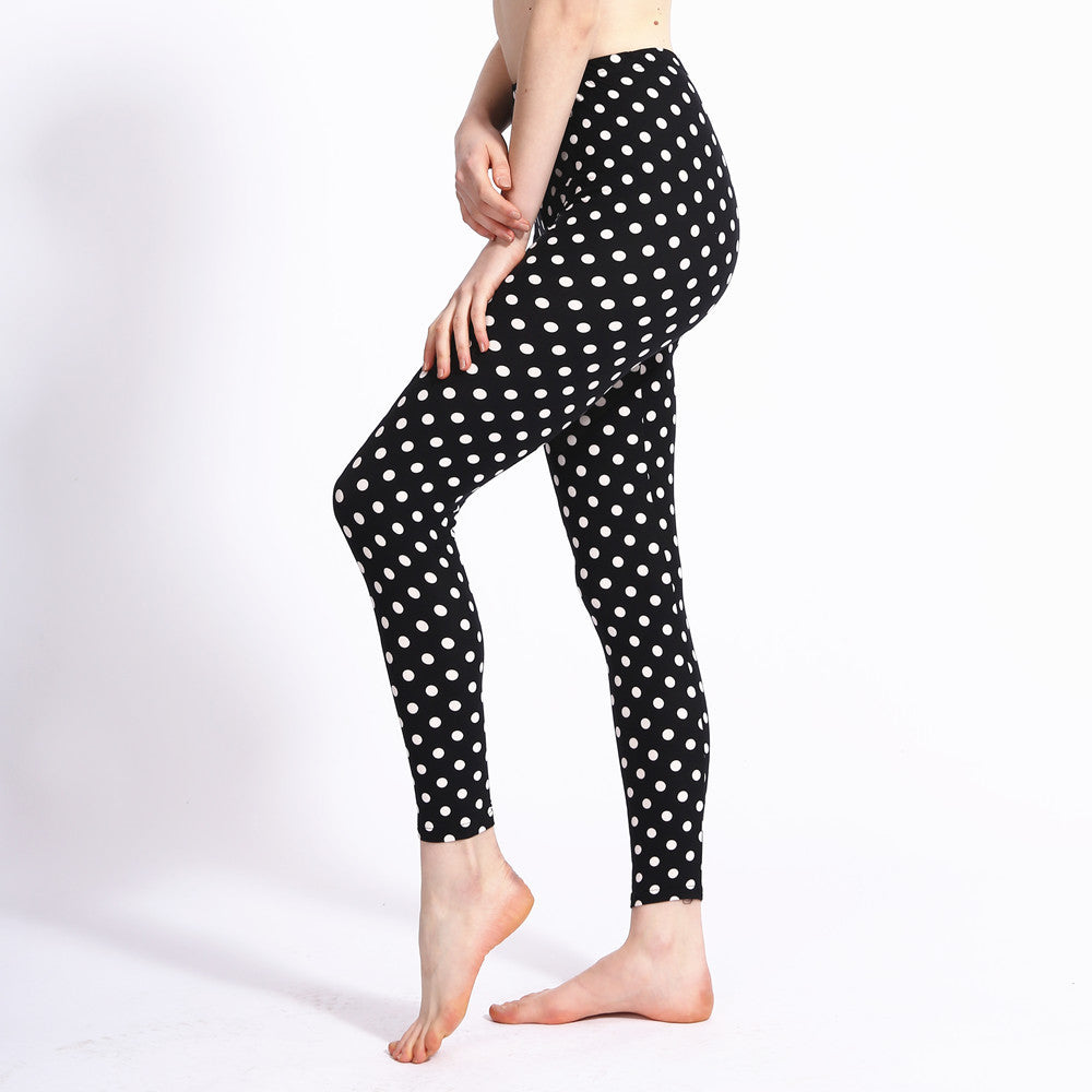 black leggings with white dots