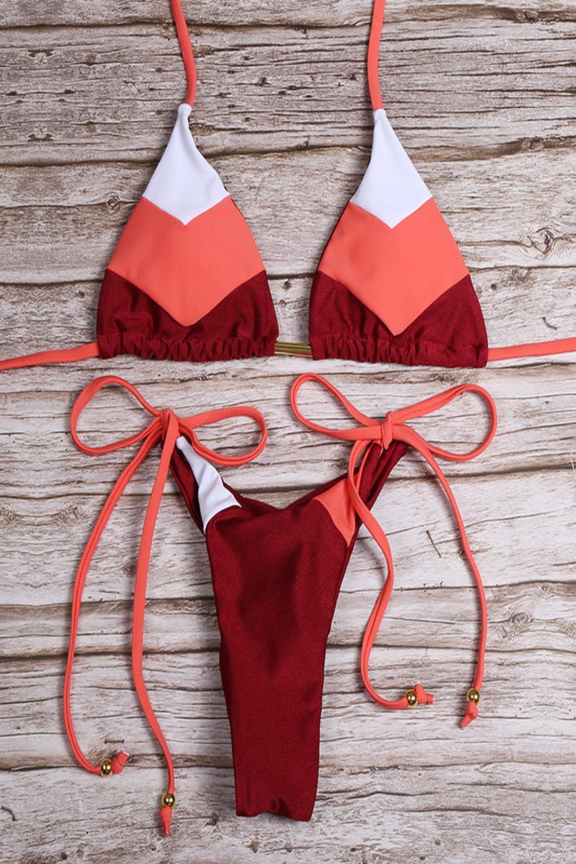 Bikini Damen Triangel Print orange rot