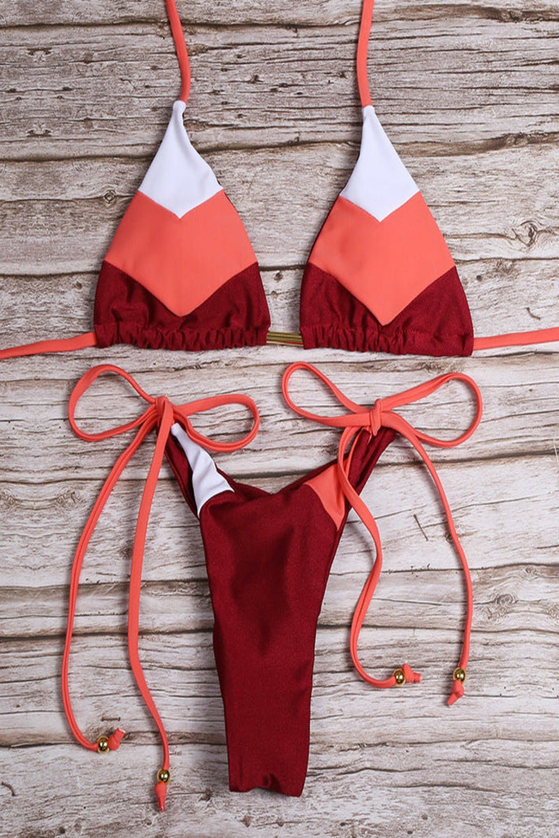 Bikini Damen Triangel Print orange rot