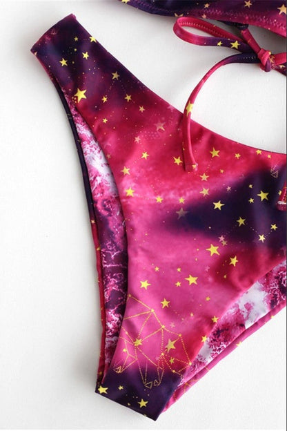 Bikini star pattern pink blue