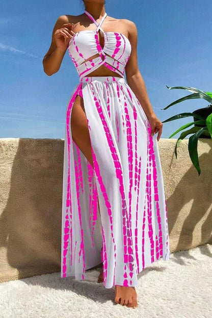 Bikini Damen Set 3 teilig mit Kleid in pink