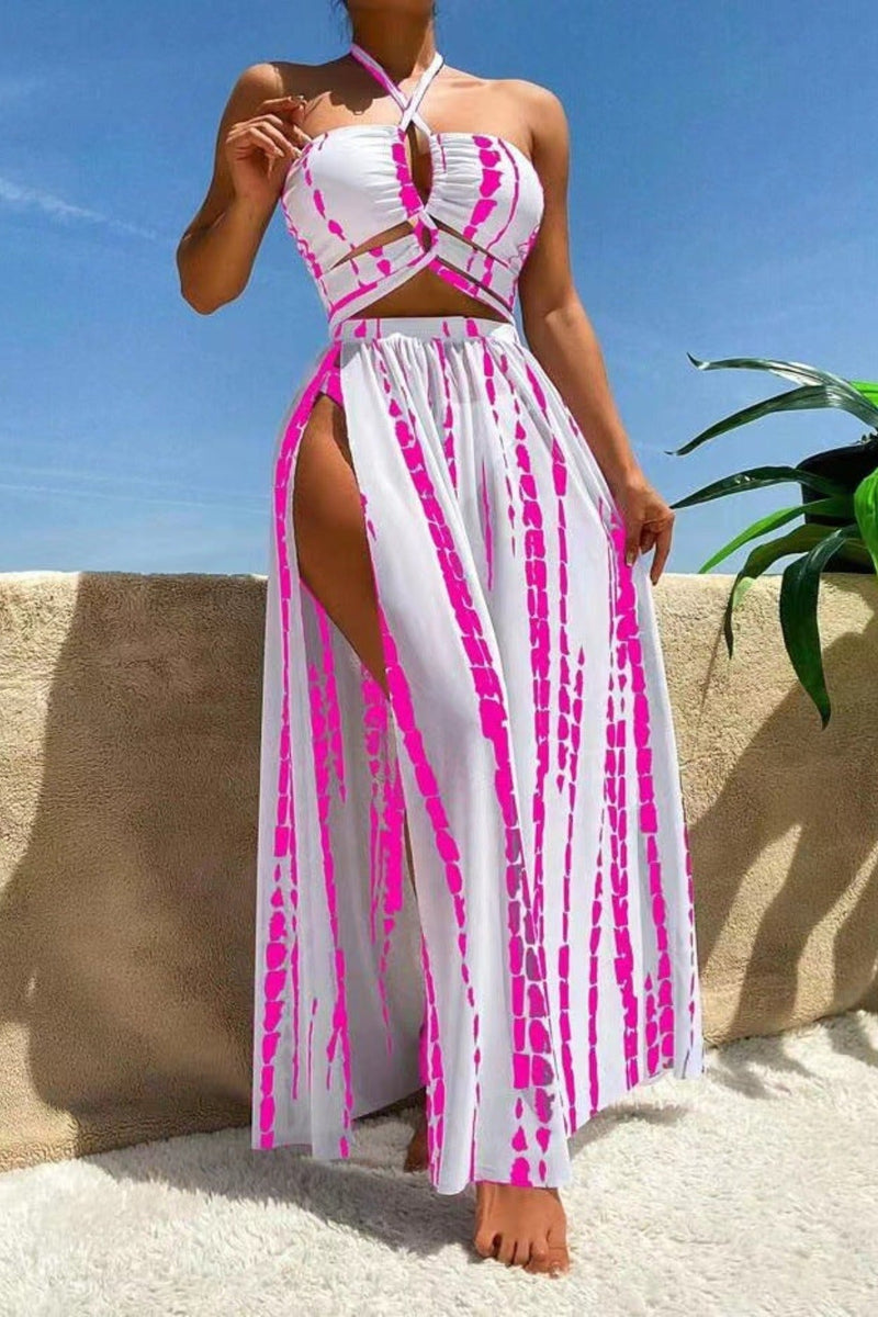 Bikini Damen Set 3 teilig mit Kleid in pink
