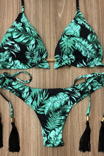 Bikini Damen Triangel Print Palmen