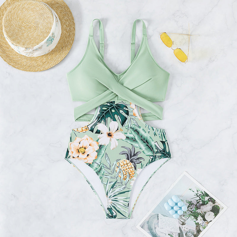 Badeanzug Damen tropische Blumen