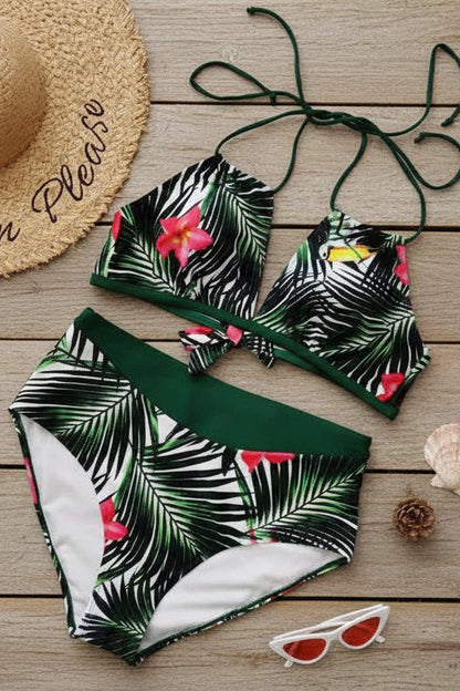 Tropical Bikini Leaf Print Women