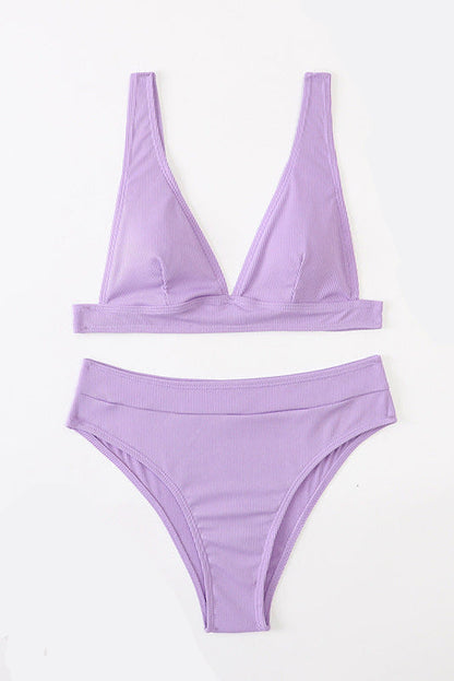 High Waisted Sexy Split Bikini  lila vorne