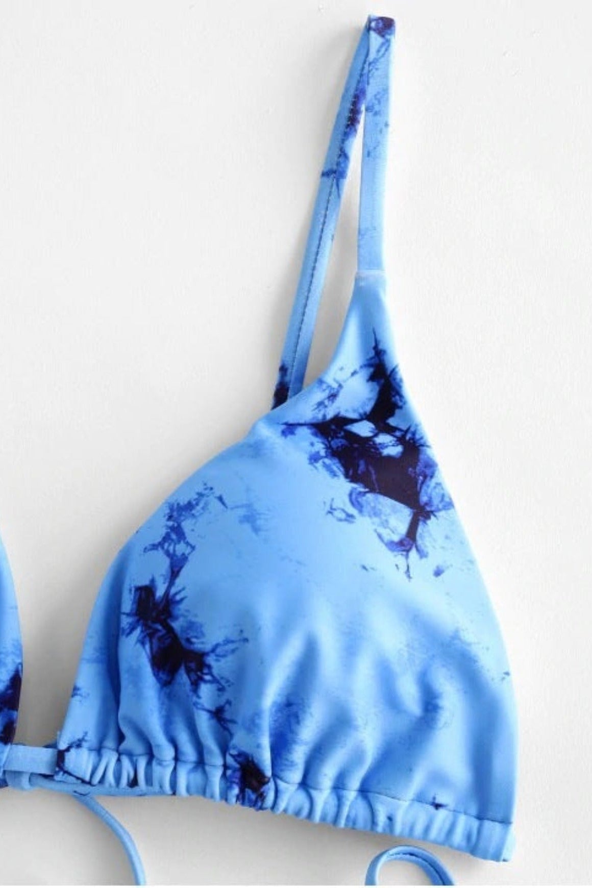 Marmorierter Bikini Triangel Look blau obeteil