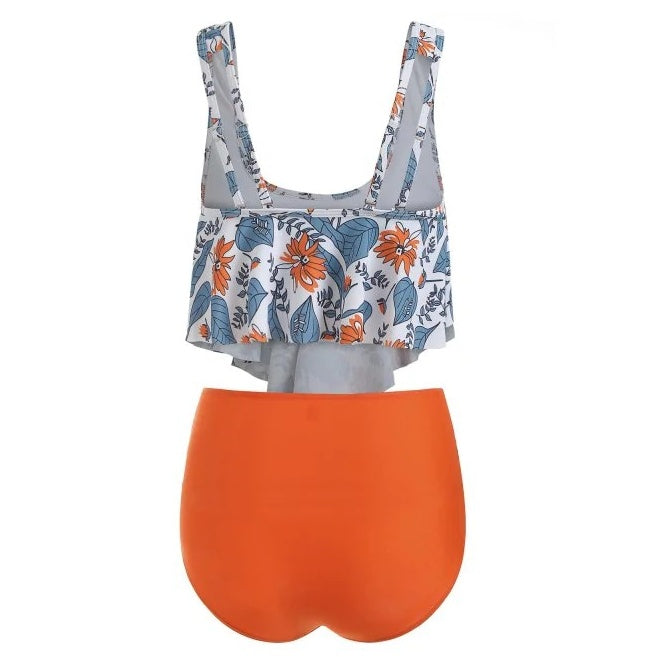 Bikini floral print orange blue