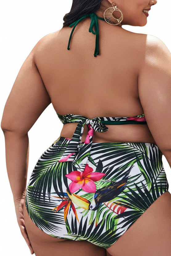 Tropical Bikini Leaf Print Women