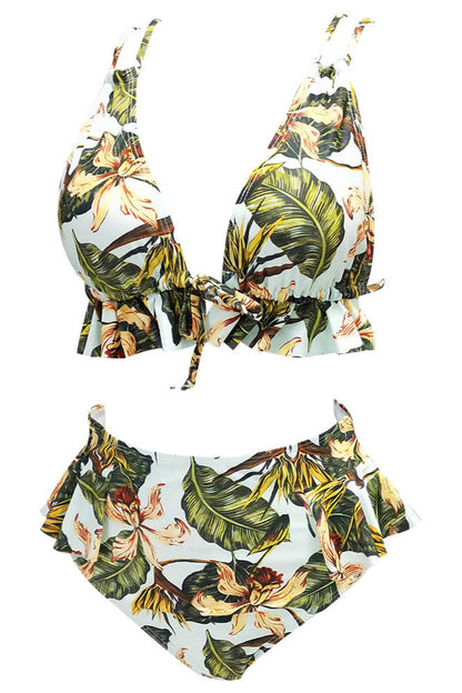 Ruffled bikini with a high waistband