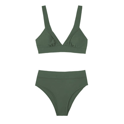 CUPSHE Tall Triangle High Waist Bikini Set Swimsuit For Women Solid Pink Sexy Two Pieces Beachwear 2023 Bathing Suit Swimwear