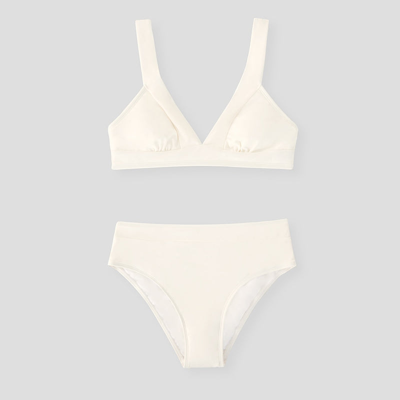 CUPSHE Tall Triangle High Waist Bikini Set Swimsuit For Women Solid Pink Sexy Two Pieces Beachwear 2023 Bathing Suit Swimwear