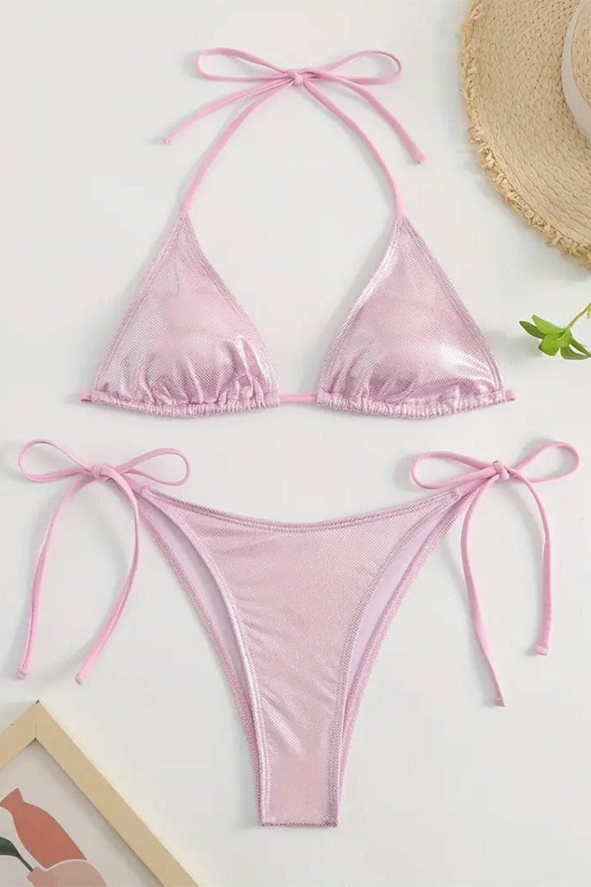 Bikini Triangel glitzer Pink