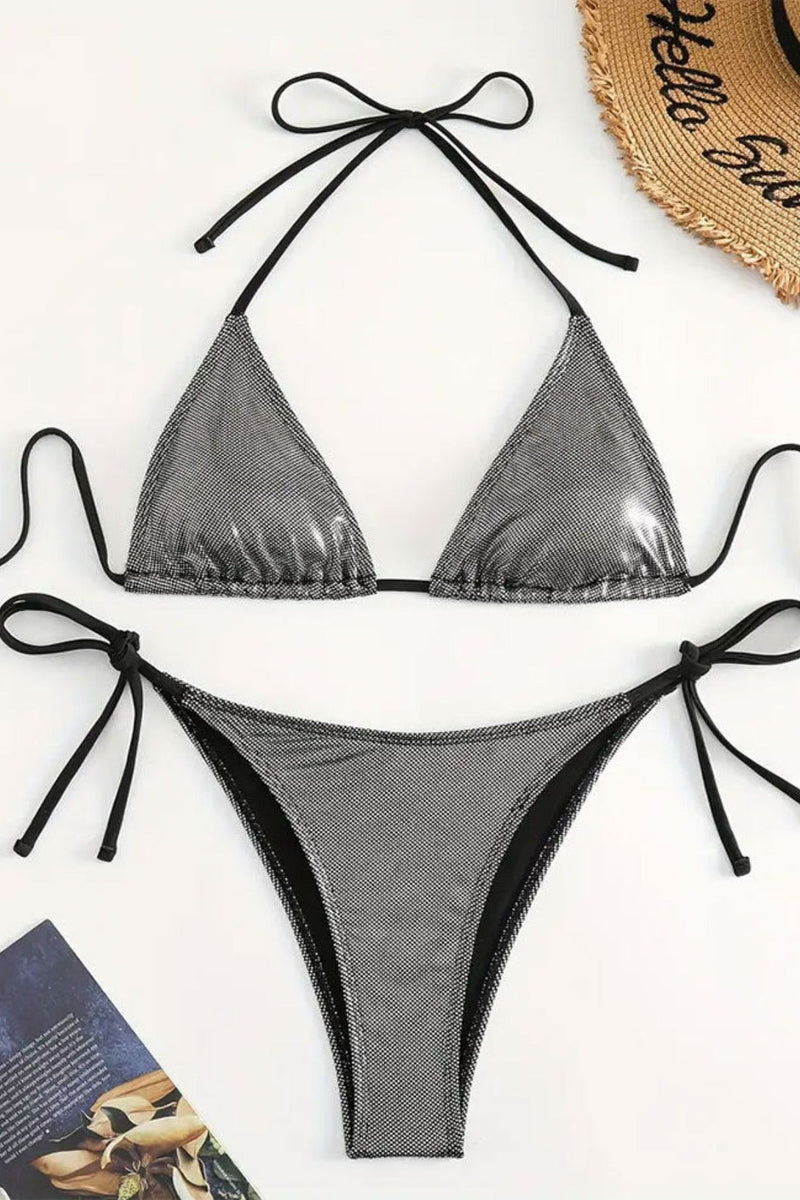 Bikini Triangel glitzer grau