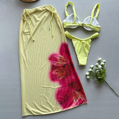 Yellow Floral Bikini Women's