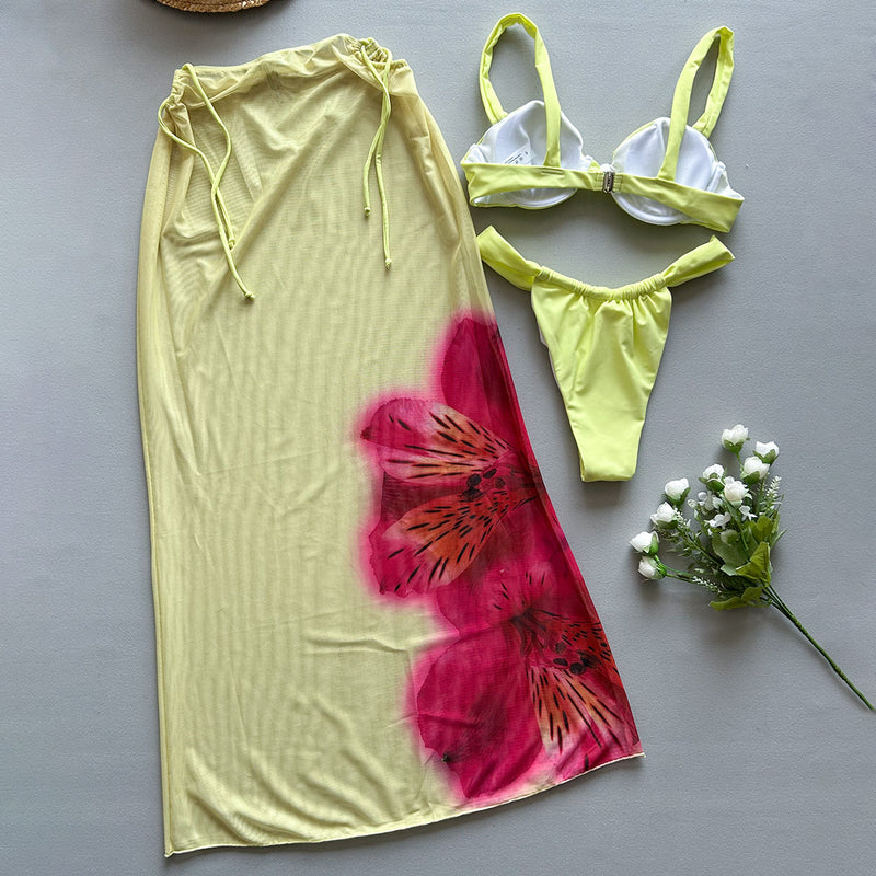 Yellow Floral Bikini Women's