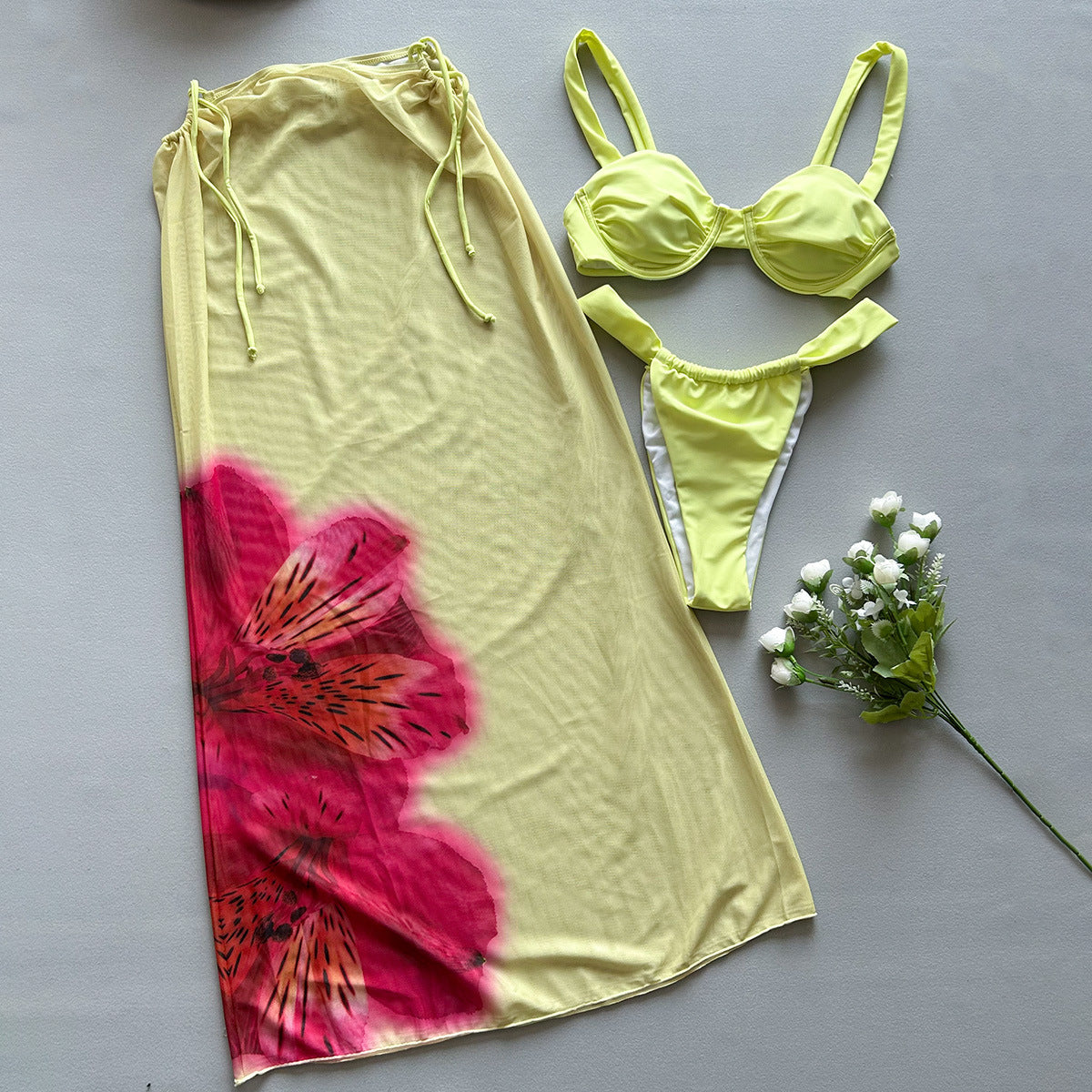 Yellow Floral Bikini Women's