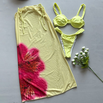 Yellow Floral Bikini Women's