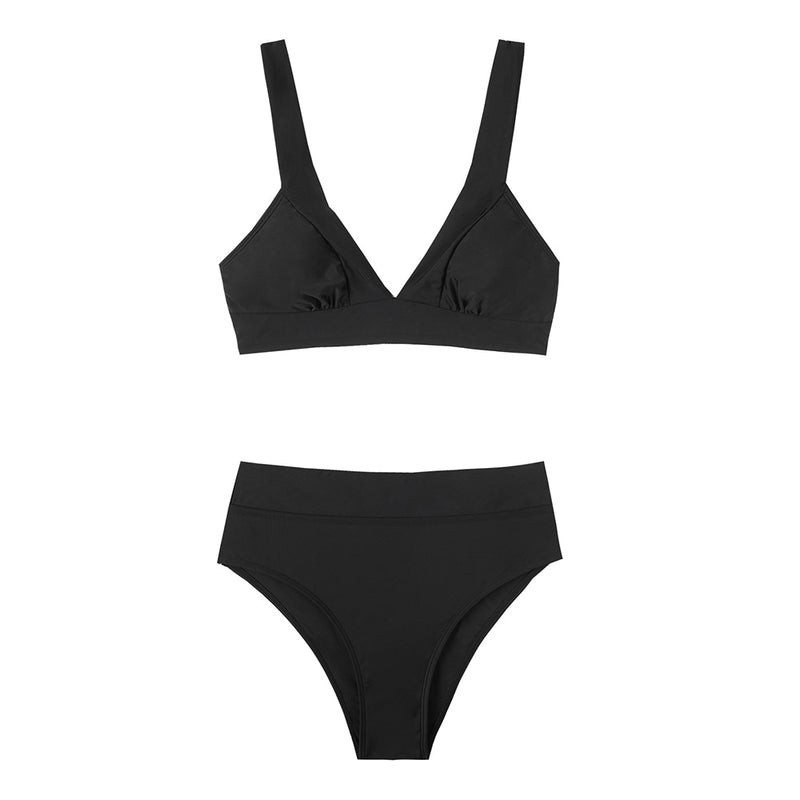 CUPSHE Tall Triangle High Waist Bikini Set Swimsuit For Women Solid Pink Sexy Two Pieces Beachwear 2023 Bathing Suit Swimwear