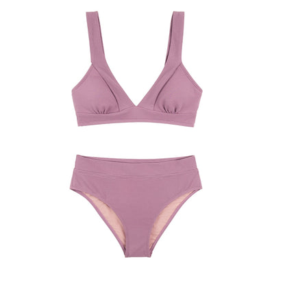 CUPSHE Tall Triangle High Waist Bikini Set Swimsuit For Women Solid Pink Sexy Two Pieces Beachwear 2023 Bathing Suit Swimwear
