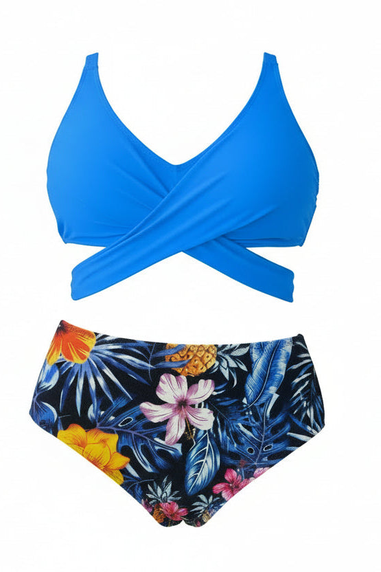 Printed Hollow Out Tied One-piece Bikini