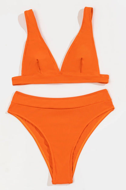 High Waisted Sexy Split Bikini vorne orange