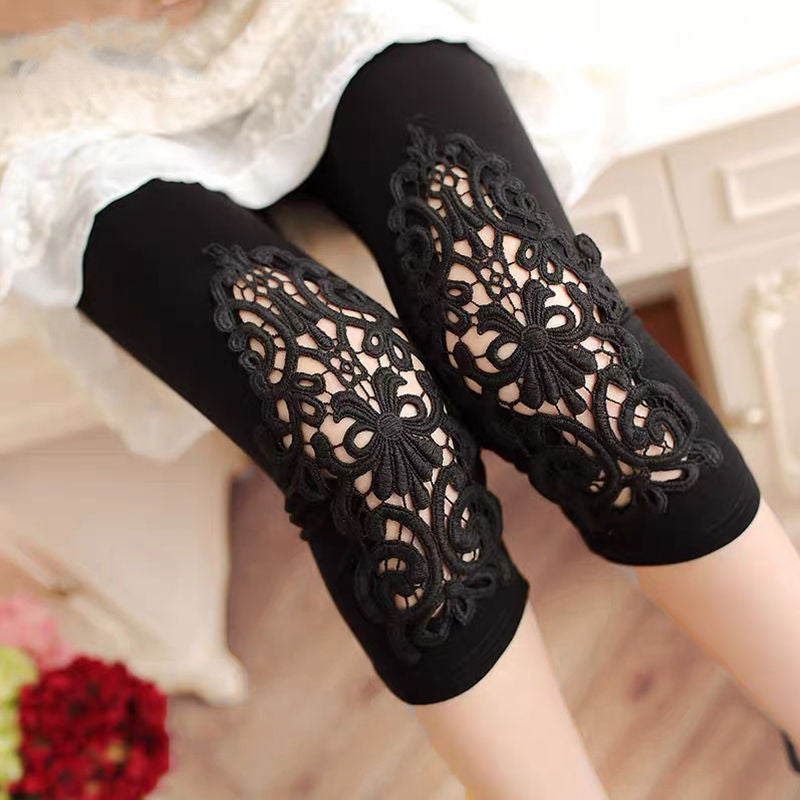 Women's White Lace Leggings