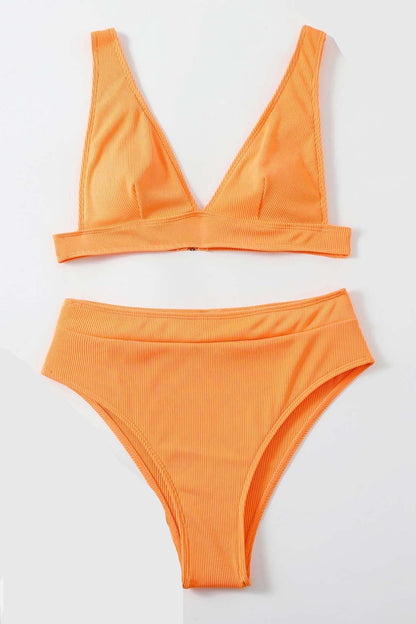 High Waisted Sexy Split Bikini vorne hell orange