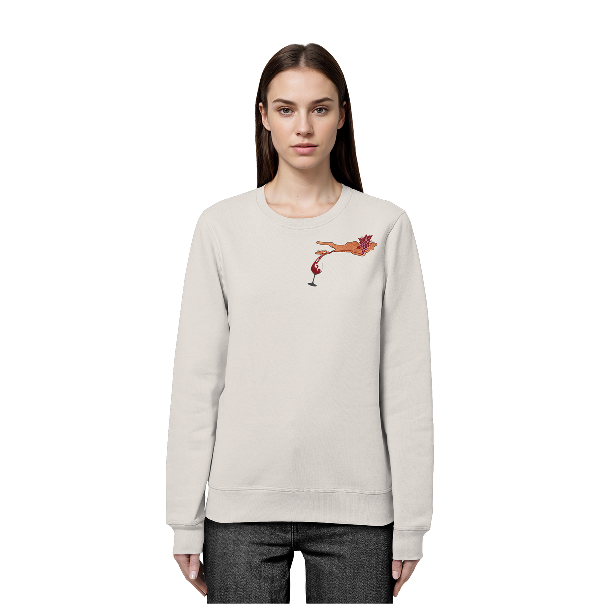 Weintrauben Weinglas Motiv Sweatshirt