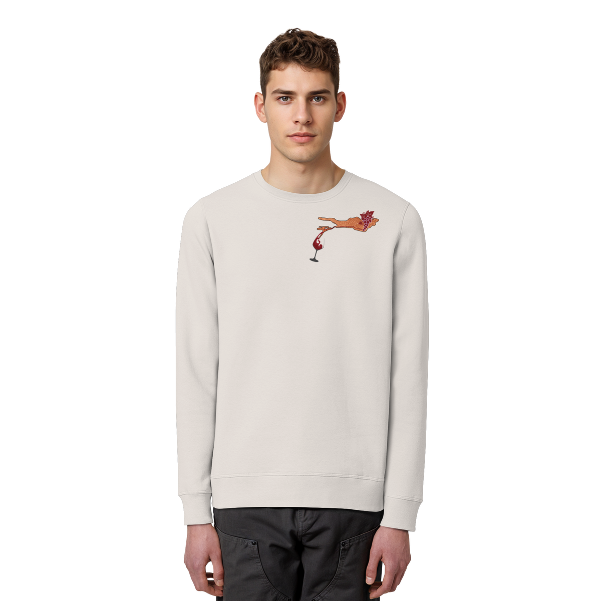 Weintrauben Weinglas Motiv Sweatshirt