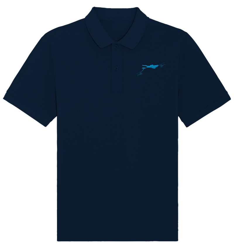 Lake Constance Blue Polo Shirt Unisex with Seam
