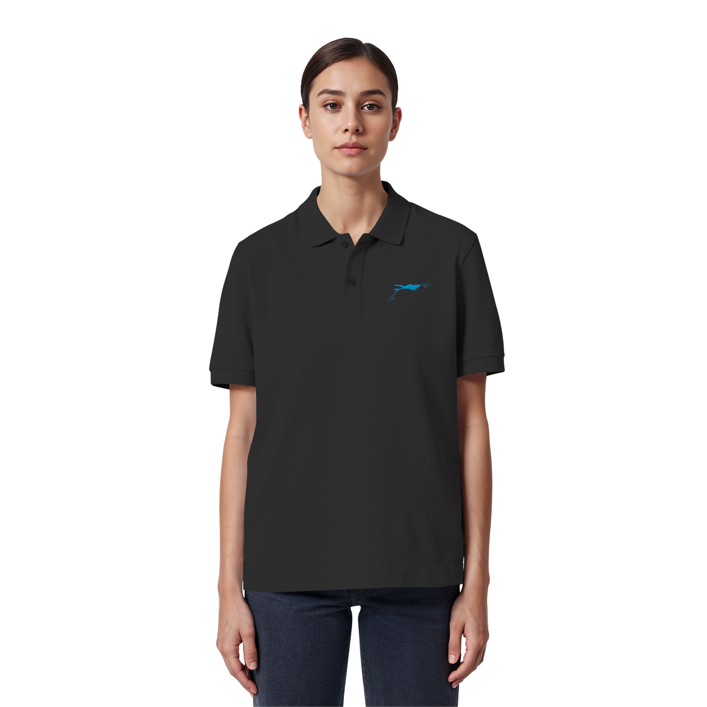 Lake Constance Blue Polo Shirt Unisex with Seam