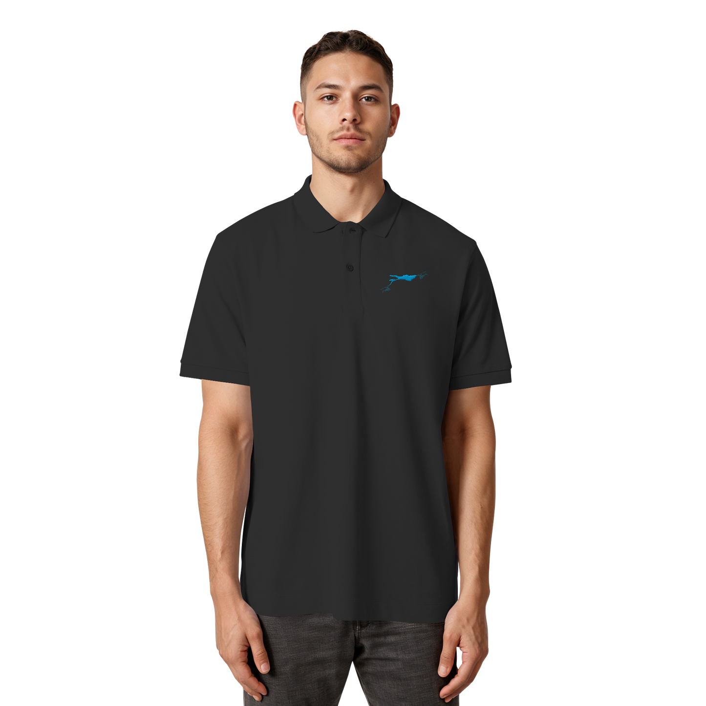 Lake Constance Blue Polo Shirt Unisex with Seam
