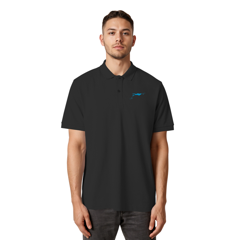 Lake Constance Blue Polo Shirt Unisex with Seam