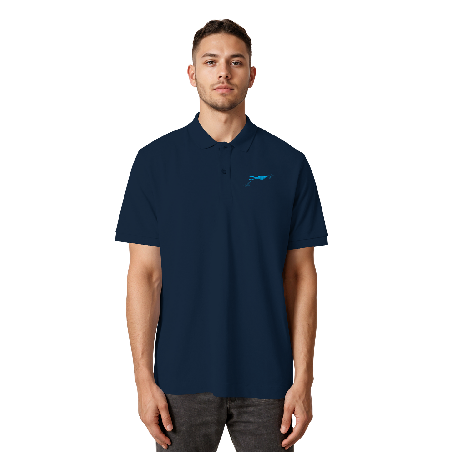 Lake Constance Blue Polo Shirt Unisex with Seam