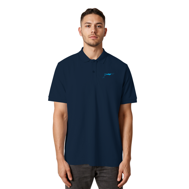 Lake Constance Blue Polo Shirt Unisex with Seam
