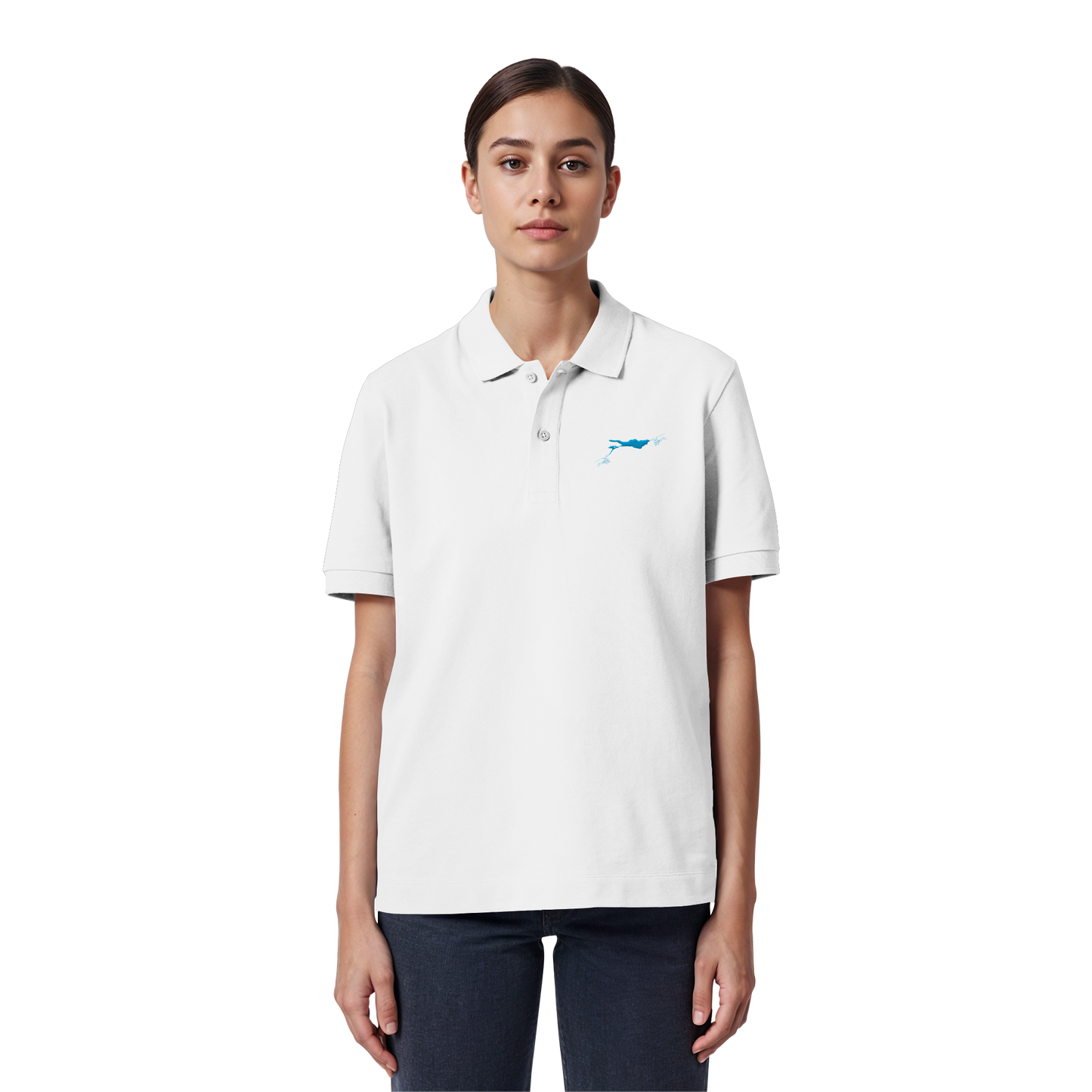 Lake Constance Blue Polo Shirt Unisex with Seam