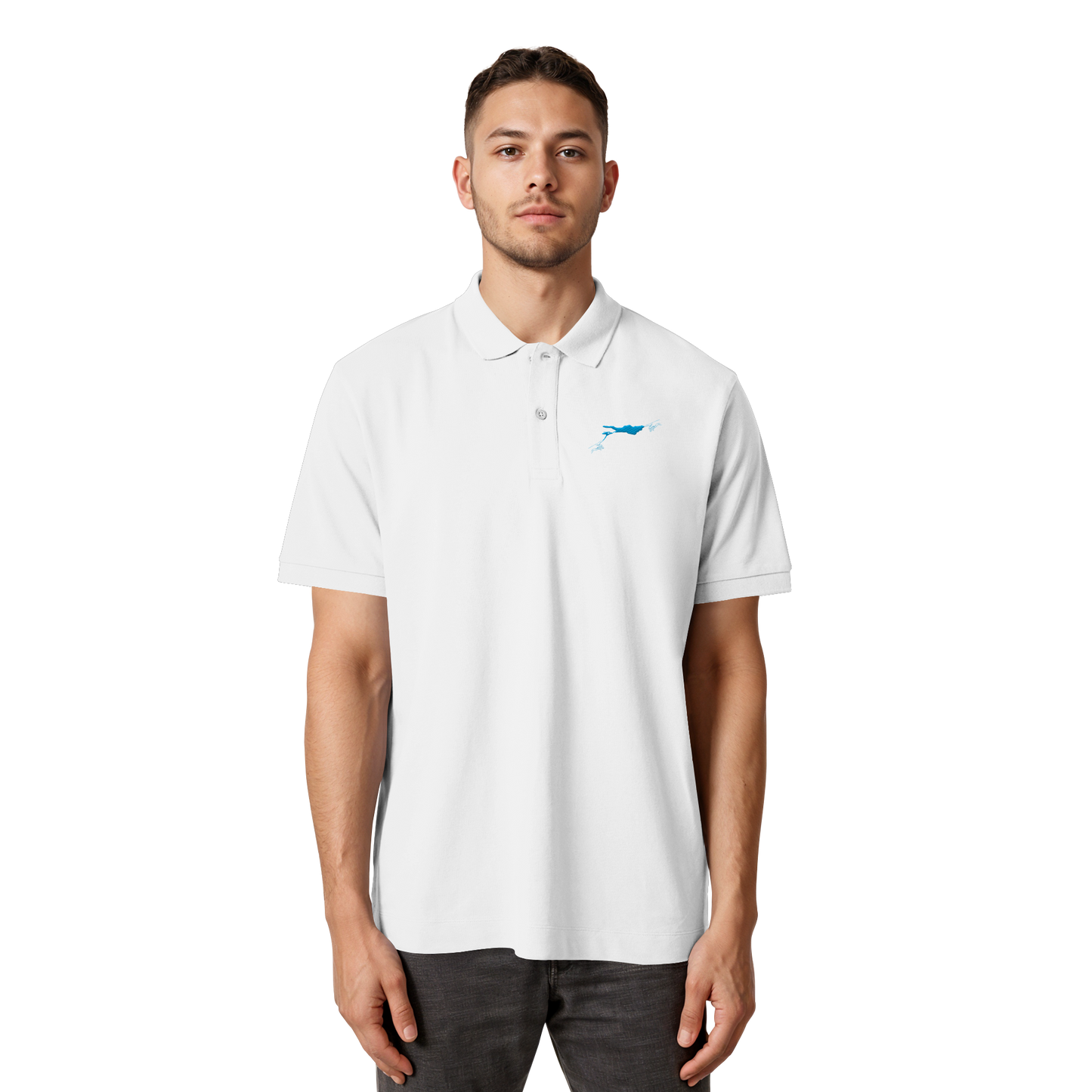 Lake Constance Blue Polo Shirt Unisex with Seam