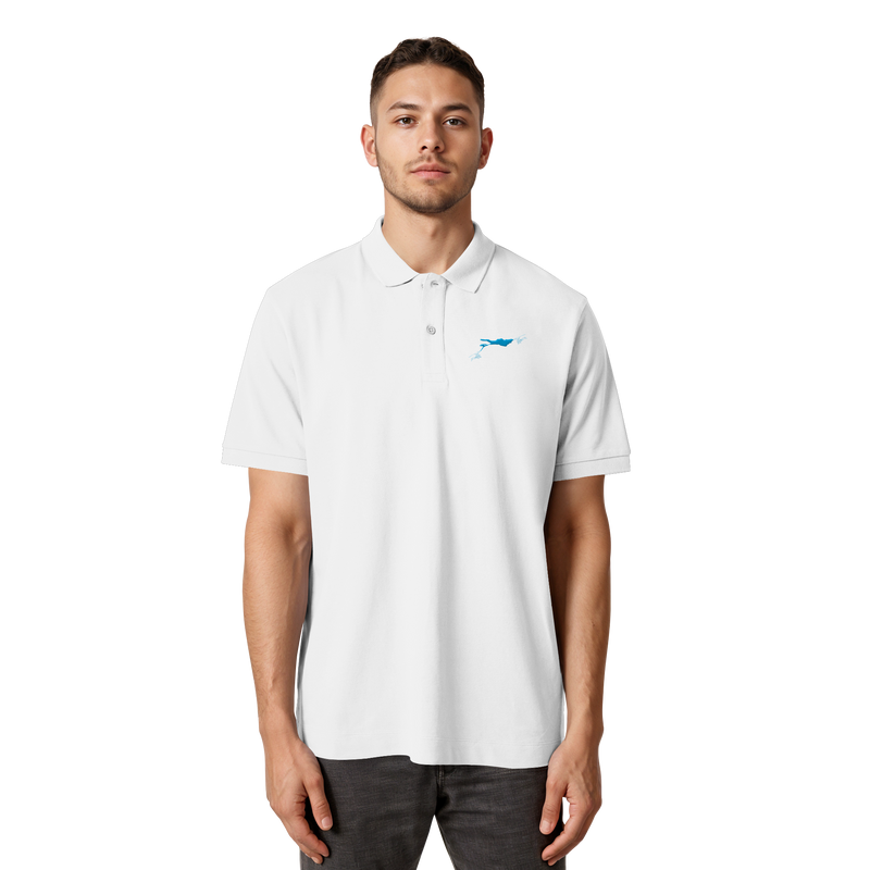 Lake Constance Blue Polo Shirt Unisex with Seam
